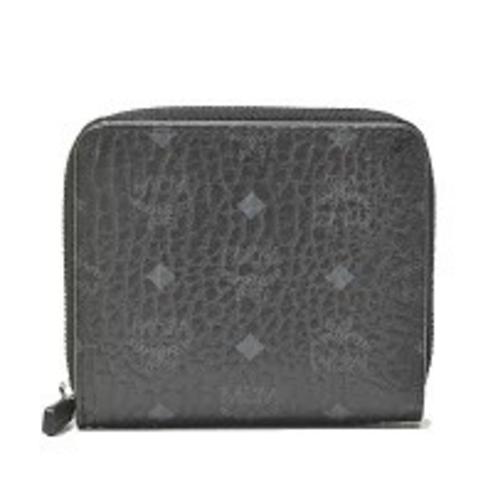 Mcm Zippered Wallet Compact Black Leather Mys